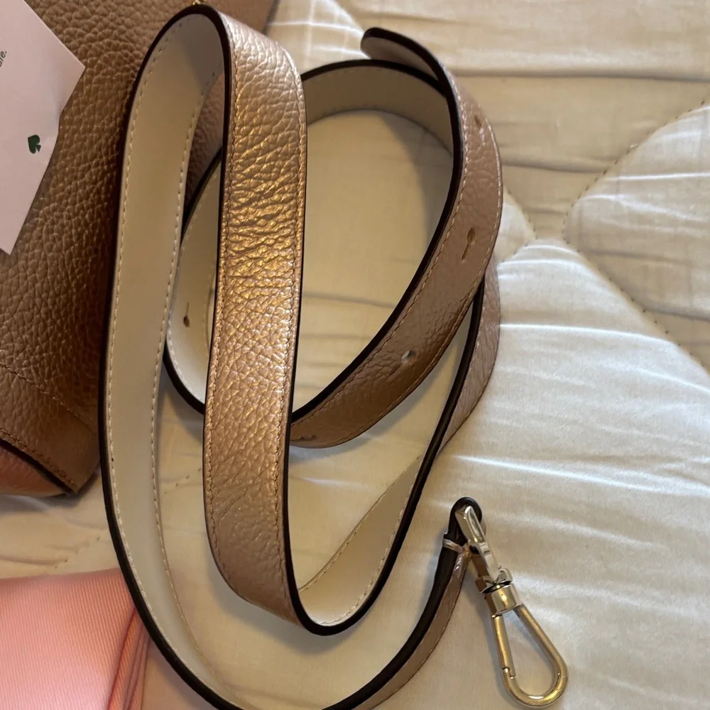 kate spade Rose Gold metallic Knot Medium Leather Satchel - Picture 9 of 13
